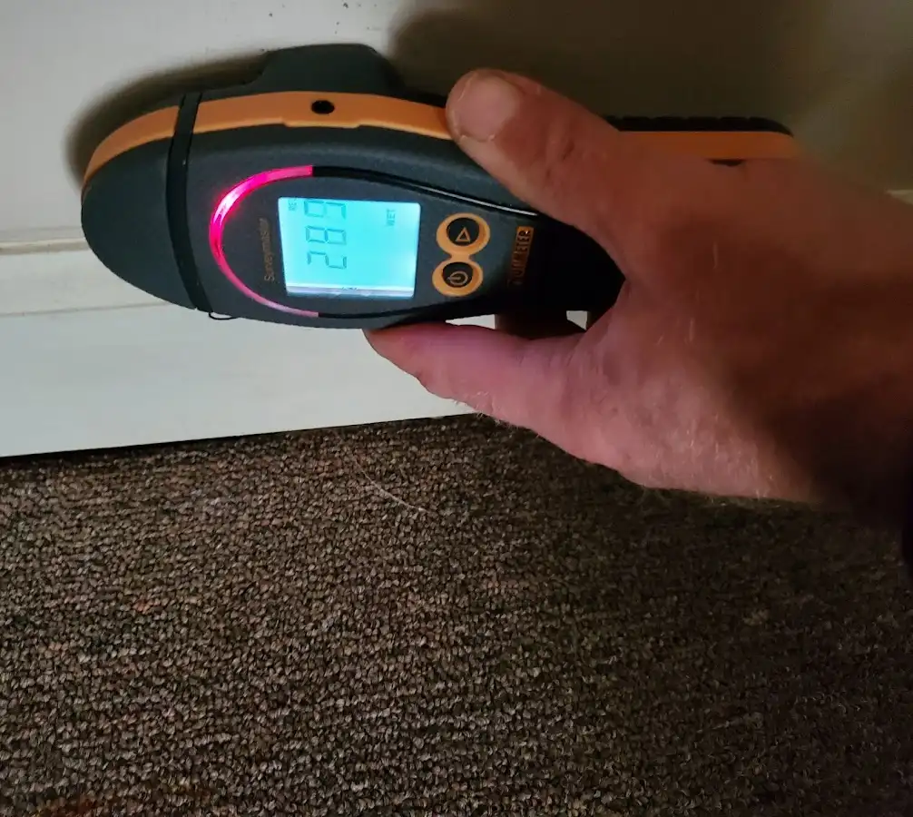 Moisture detection at baseboard during Sewage Cleanup & Sanitation in North Royalton